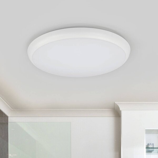 Arcchio LED stropní svítidlo Augustin, Ø 40 cm, 4 000 K, IP54, Bílá / opál, Koupelna, Plast, Moderní