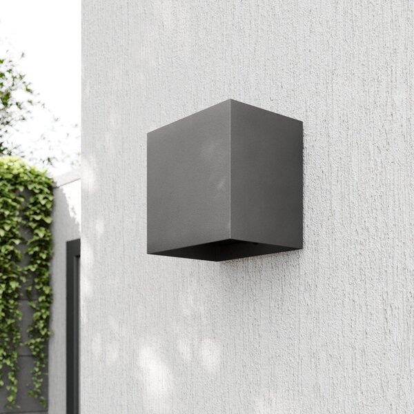 Lucande Venkovní nástěnné svítidlo LED Evie, 14 cm, antracit, nahoru/dolů, Hliník / šedá / zinek, Hliník, Moderní