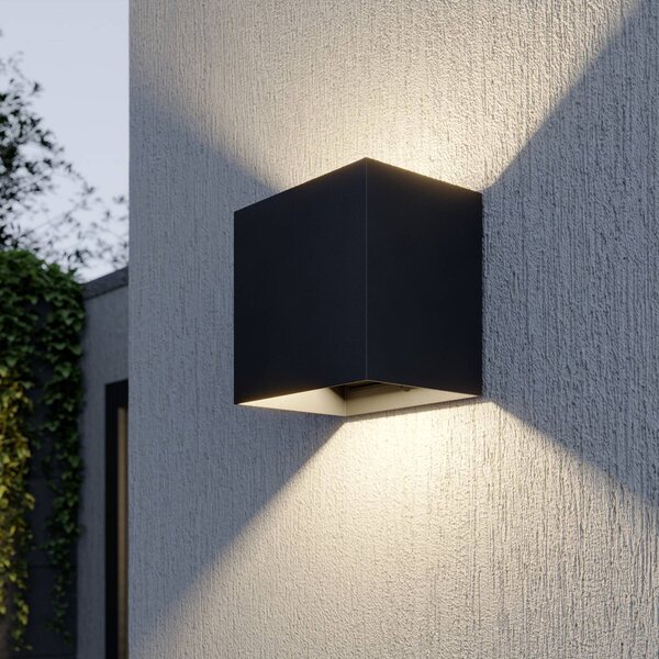 Lucande Venkovní nástěnné svítidlo LED Evie, 14 cm, antracit, nahoru/dolů, Hliník / šedá / zinek, Hliník, Moderní