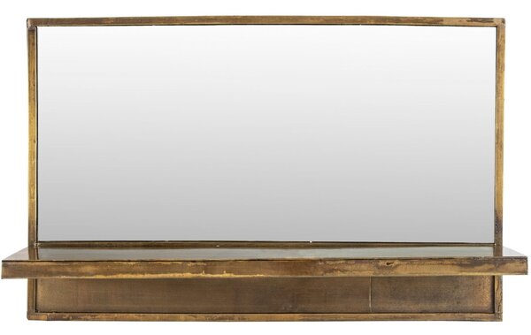 White Label Mosazné kovové závěsné zrcadlo WLL Feyza 61x38 cm