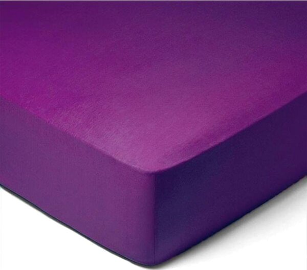 DekorTextil Jersey napínací prostěradlo tmavě fialové - (š/d/v) 200 x 220 x 20 cm