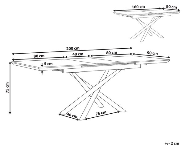 Rozkládací jídelní stůl MOIRA Bílá 160/200 cm 90 cm