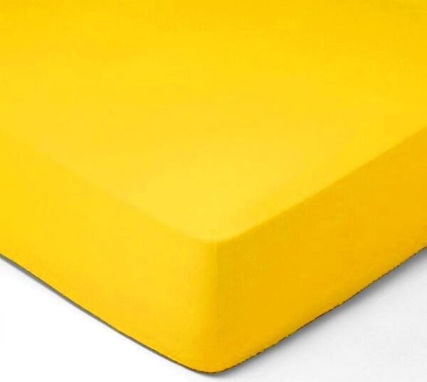 DekorTextil Jersey napínací prostěradlo žluté - (š/d/v) 90 x 200 x 20 cm