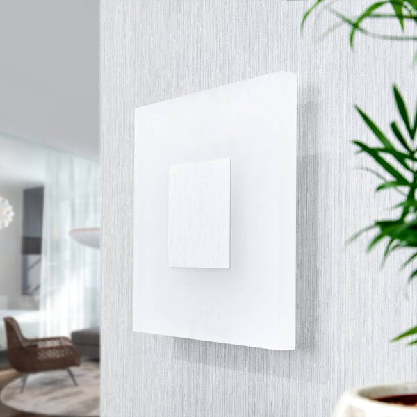 Lucande LED nástěnné svítidlo Berlind, 26 cm, bílá, sklo, kov, Bílá / opál, Obývací pokoj / jídelna, Plast, Moderní