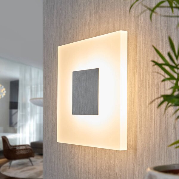 Lucande LED nástěnné svítidlo Berlind, 26 cm, bílá, sklo, kov, Bílá / opál, Obývací pokoj / jídelna, Plast, Moderní