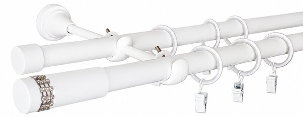 Kovovégarnýže.cz Garnýž Astra elegance 19 mm bílá lesklá Varianta jednořadá nebo dvouřadá: Jednořadá, Délka: 120 cm, Uchycení látky: Kroužky s žabkou