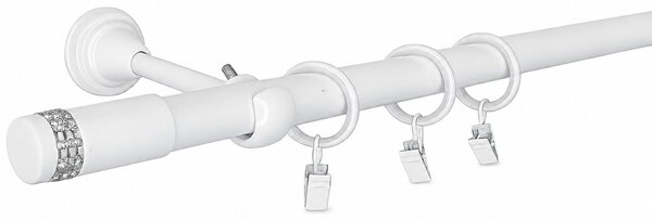 Kovovégarnýže.cz Garnýž Astra elegance 19 mm bílá lesklá Varianta jednořadá nebo dvouřadá: Jednořadá, Délka: 120 cm, Uchycení látky: Kroužky s žabkou
