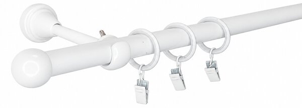 Kovovégarnýže.cz Garnýž Ballo elegance 19 mm bílá lesklá Varianta jednořadá nebo dvouřadá: Jednořadá, Délka: 120 cm, Uchycení látky: Kroužky s žabkou