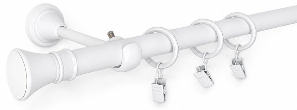 Kovovégarnýže.cz Garnýž Colosseo elegance 19 mm bílá lesklá Varianta jednořadá nebo dvouřadá: Jednořadá, Délka: 120 cm, Uchycení látky: Kroužky s žabkou