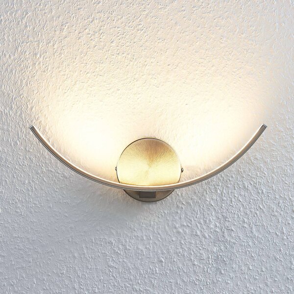 Lindby Nástěnné svítidlo LED Iven, šířka 34 cm, nikl, 3 000 K, Hliník / šedá / zinek, Obývací pokoj / jídelna, kov, Moderní