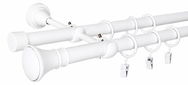 Kovovégarnýže.cz Garnýž Colosseo elegance 19 mm bílá lesklá Varianta jednořadá nebo dvouřadá: Jednořadá, Délka: 120 cm, Uchycení látky: Kroužky s žabkou