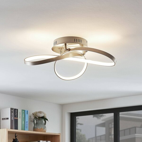 Lindby LED stropní svítidlo Saliha s moderním tvarem, stmívatelný, Hliník / šedá / zinek, Obývací pokoj / jídelna, Hliník, Moderní