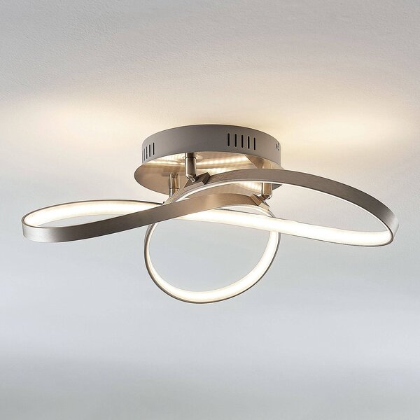 Lindby LED stropní svítidlo Saliha s moderním tvarem, stmívatelný, Hliník / šedá / zinek, Obývací pokoj / jídelna, Hliník, Moderní