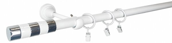 Kovovégarnýže.cz Garnýž Imperial elegance 19 mm bílá lesklá Varianta jednořadá nebo dvouřadá: Jednořadá, Délka: 120 cm, Uchycení látky: Kroužky s žabkou