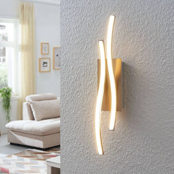 Lindby Nástěnné svítidlo LED Safia, 45 cm, barva nikl, kov, Hliník / šedá / zinek, Obývací pokoj / jídelna, Hliník, Moderní