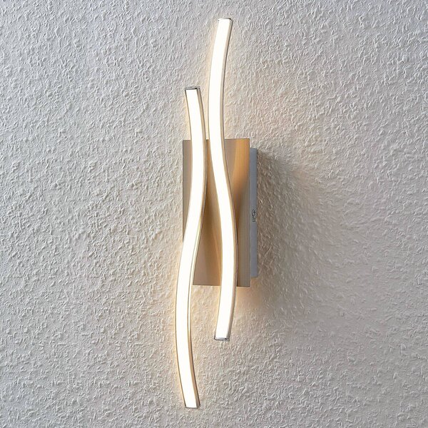 Lindby Nástěnné svítidlo LED Safia, 45 cm, barva nikl, kov, Hliník / šedá / zinek, Obývací pokoj / jídelna, Hliník, Moderní