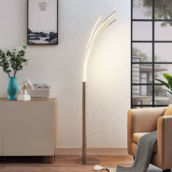 Lindby Víceramenná stojací lampa LED Boba, Hliník / šedá / zinek, Obývací pokoj / jídelna, Hliník, Moderní