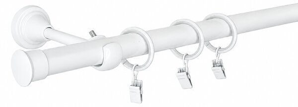 Kovovégarnýže.cz Garnýž Duo elegance 19 mm bílá lesklá Varianta jednořadá nebo dvouřadá: Jednořadá, Délka: 120 cm, Uchycení látky: Kroužky s žabkou