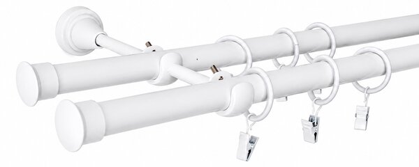 Kovovégarnýže.cz Garnýž Duo elegance 19 mm bílá lesklá Varianta jednořadá nebo dvouřadá: Jednořadá, Délka: 120 cm, Uchycení látky: Kroužky s žabkou