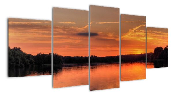 Západ slunce na jezeře, obraz (150x70cm)
