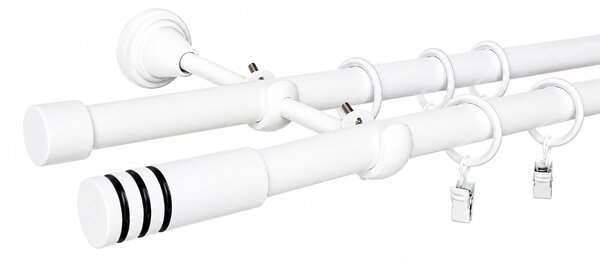 Kovovégarnýže.cz Garnýž Malibu elegance 19 mm bílá lesklá Varianta jednořadá nebo dvouřadá: Jednořadá, Délka: 120 cm, Uchycení látky: Kroužky s žabkou