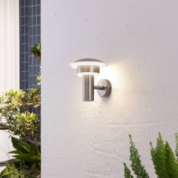 Lindby LED venkovní nástěnné svítidlo Lillie, výška 19 cm, nerezová ocel, Hliník / šedá / zinek, Nerezová ocel, Moderní