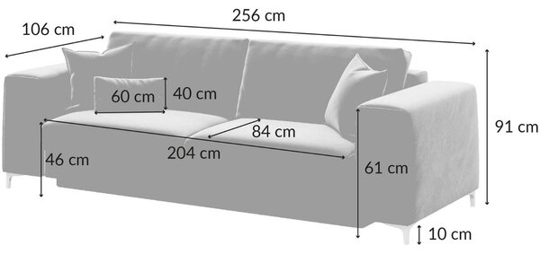 Devichy Sametová rozkládací pohovka Rothe 256 cm
