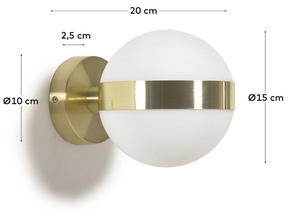 Bílo zlatá skleněná nástěnná lampa Kave Home Anasol 15 cm