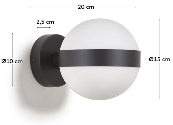 Bílo černá skleněná nástěnná lampa Kave Home Anasol 15 cm