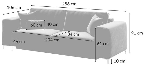 Devichy Sametová rozkládací pohovka Rothe 256 cm