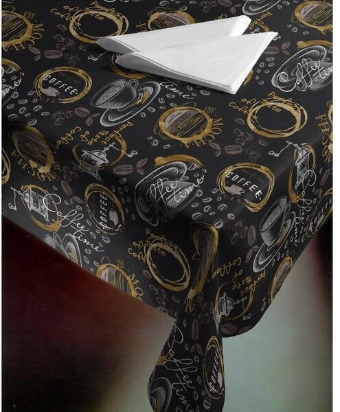 DekorTextil Ubrus s nešpinivou úpravou Perfect Coffee - černý ROZMĚR: pr. 155 cm - kruh