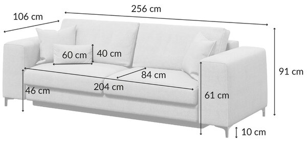 Devichy Rozkládací pohovka Rothe 256 cm