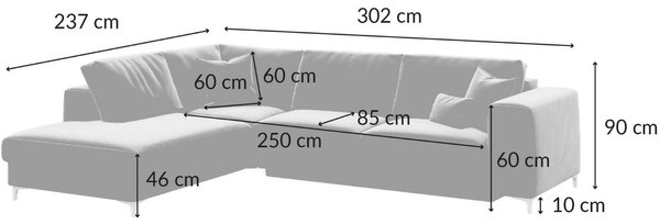 Devichy Rozkládací pohovka Rothe 302 cm, levá