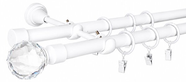 Kovovégarnýže.cz Garnýž Globe elegance 19 mm bílá lesklá Varianta jednořadá nebo dvouřadá: Jednořadá, Délka: 120 cm, Uchycení látky: Kroužky s žabkou