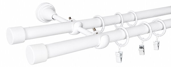 Kovovégarnýže.cz Garnýž Rullo elegance 19 mm bílá lesklá Varianta jednořadá nebo dvouřadá: Jednořadá, Délka: 120 cm, Uchycení látky: Kroužky s žabkou