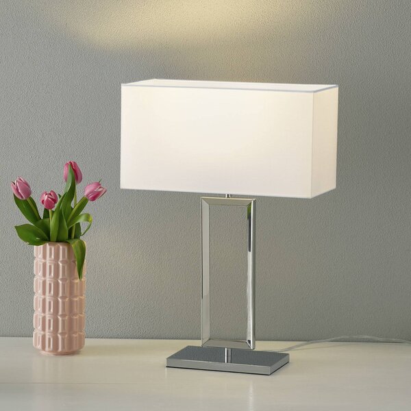 Helestra stolní lampa Enna 2, výška 53 cm, E14, bílá, textilní, Bílá / opál, Obývací pokoj / jídelna, Textil / tkanina / hedvábí, Moderní