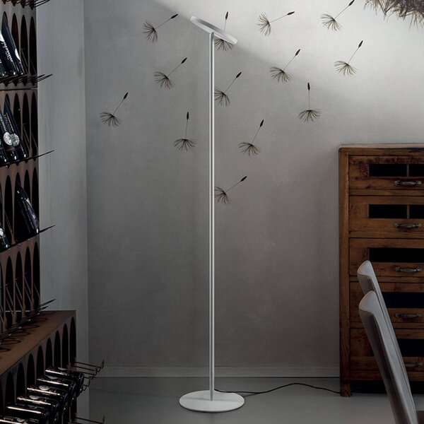 Linea Light Stojací lampa LED Joshua v bílé, stmívatelný, Bílá / opál, Obývací pokoj / jídelna, kov, Moderní