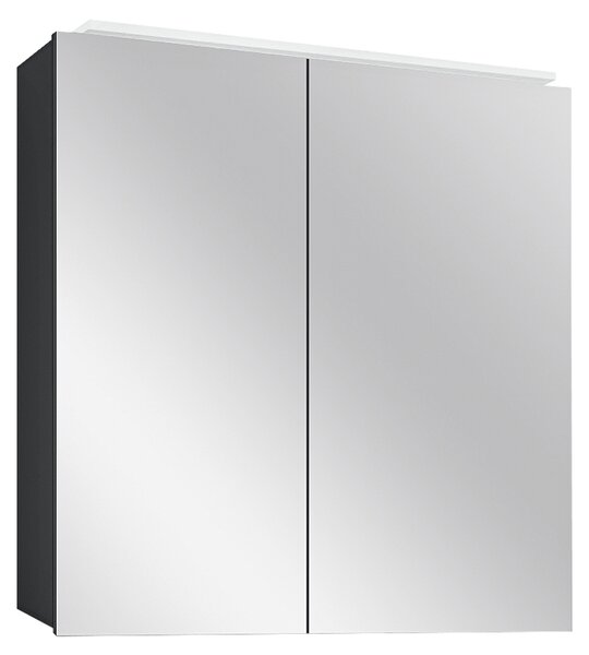 Camargue Aluminio Black Zrcadlová skříňka s LED osvětlením, 60 × 60 × 11 cm, černá