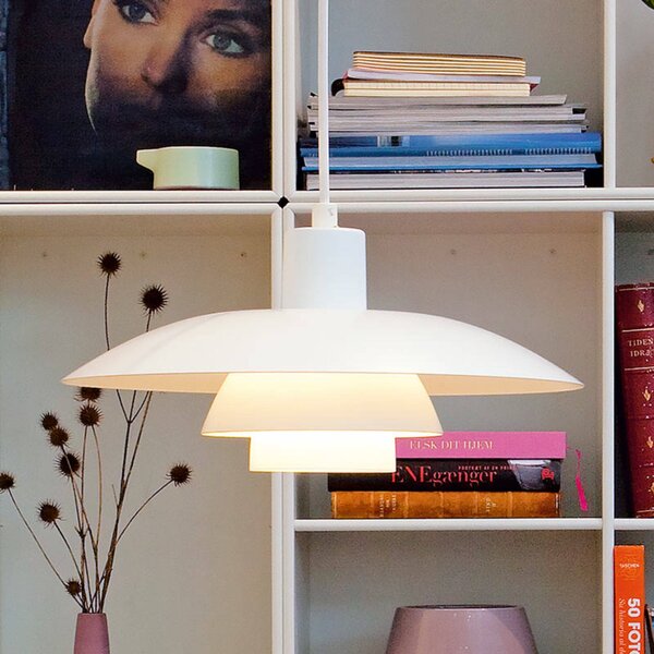 Louis Poulsen PH 4/3 - závěsné světlo, 40 cm, stmívatelný, Bílá / opál, Obývací pokoj / jídelna, Hliník, Design