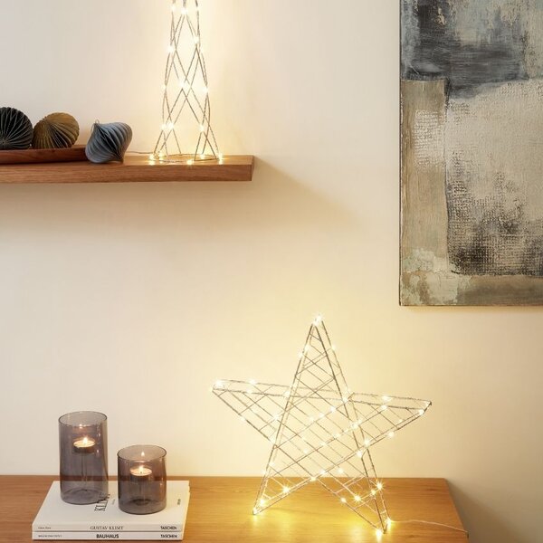 Stříbrná vánoční LED dekorace ve tvaru hvězdy Kave Home Orazia
