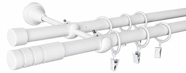 Kovovégarnýže.cz Garnýž Stord elegance 19 mm bílá lesklá Varianta jednořadá nebo dvouřadá: Jednořadá, Délka: 120 cm, Uchycení látky: Kroužky s žabkou