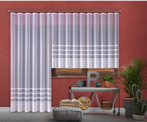 DekorTextil Hotová záclona nebo balkonový komplet Karolína - bílá - (šíře x výška): 250 x 130 cm