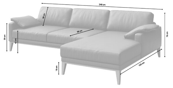 Hnědá kožená rohová pohovka MESONICA Musso, pravá, 248 cm