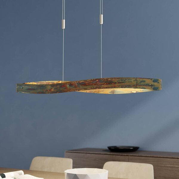 Quitani Závěsné svítidlo Lian LED s oxidovaným povrchem, stmívatelný, Hnědá / rez, Obývací pokoj / jídelna, Hliník, Design
