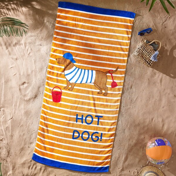 Oranžová bavlněná plážová osuška 76x160 cm Hot Dog – Catherine Lansfield
