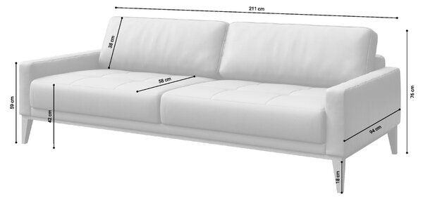 Tmavě šedá třímístná kožená pohovka MESONICA Musso Tufted 211 cm