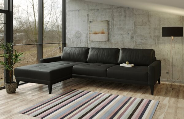 Tmavě šedá kožená rohová pohovka MESONICA Musso Tufted, levá, 248 cm