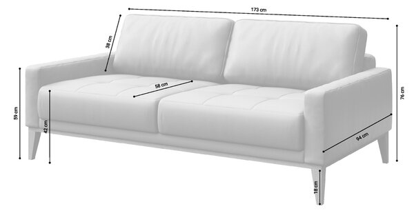 -25 % Dny MOMENTI– Mesonica Kožená pohovka Musso Tufted 173 cm