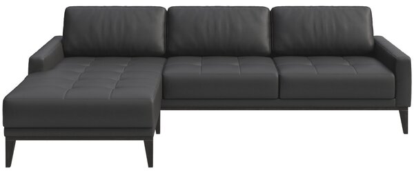 Tmavě šedá kožená rohová pohovka MESONICA Musso Tufted, levá, 248 cm