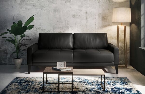 Tmavě šedá dvoumístná kožená pohovka MESONICA Musso Tufted 173 cm